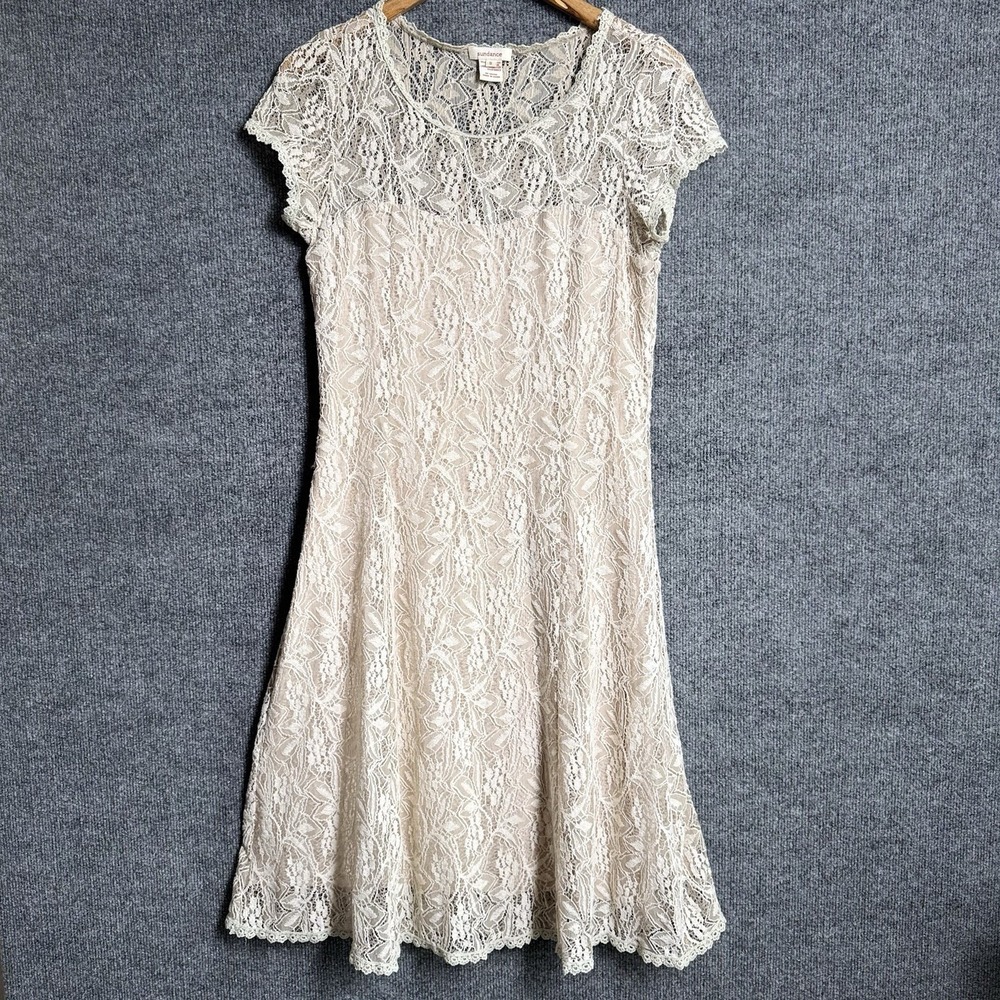 Sundance S Ivory Lace Midi Dress Romantic Prairie Boho Cottagecore Bridal Floral